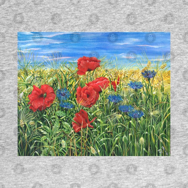 Cornflowers and Poppies by Art by Veya